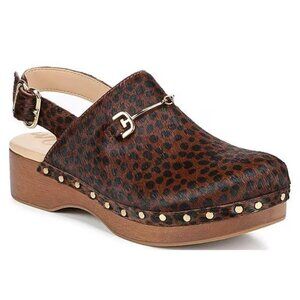 SAM EDELMAN Made In Brazil Haircalf Hilda Spotted Leopard Clogs size 36EU (6US)